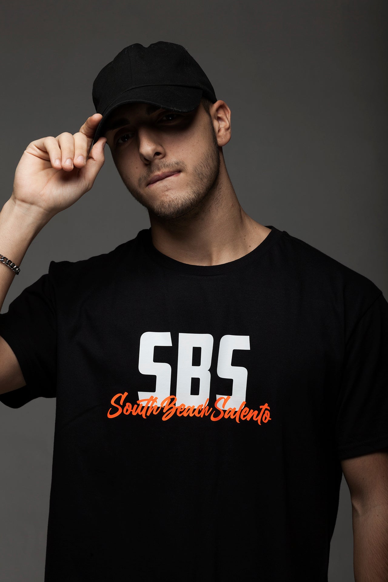 T-shirt South Beach Salento nera con stampa fluo